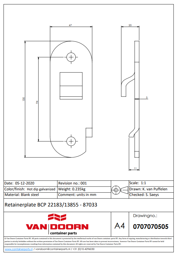 Retainer Plate